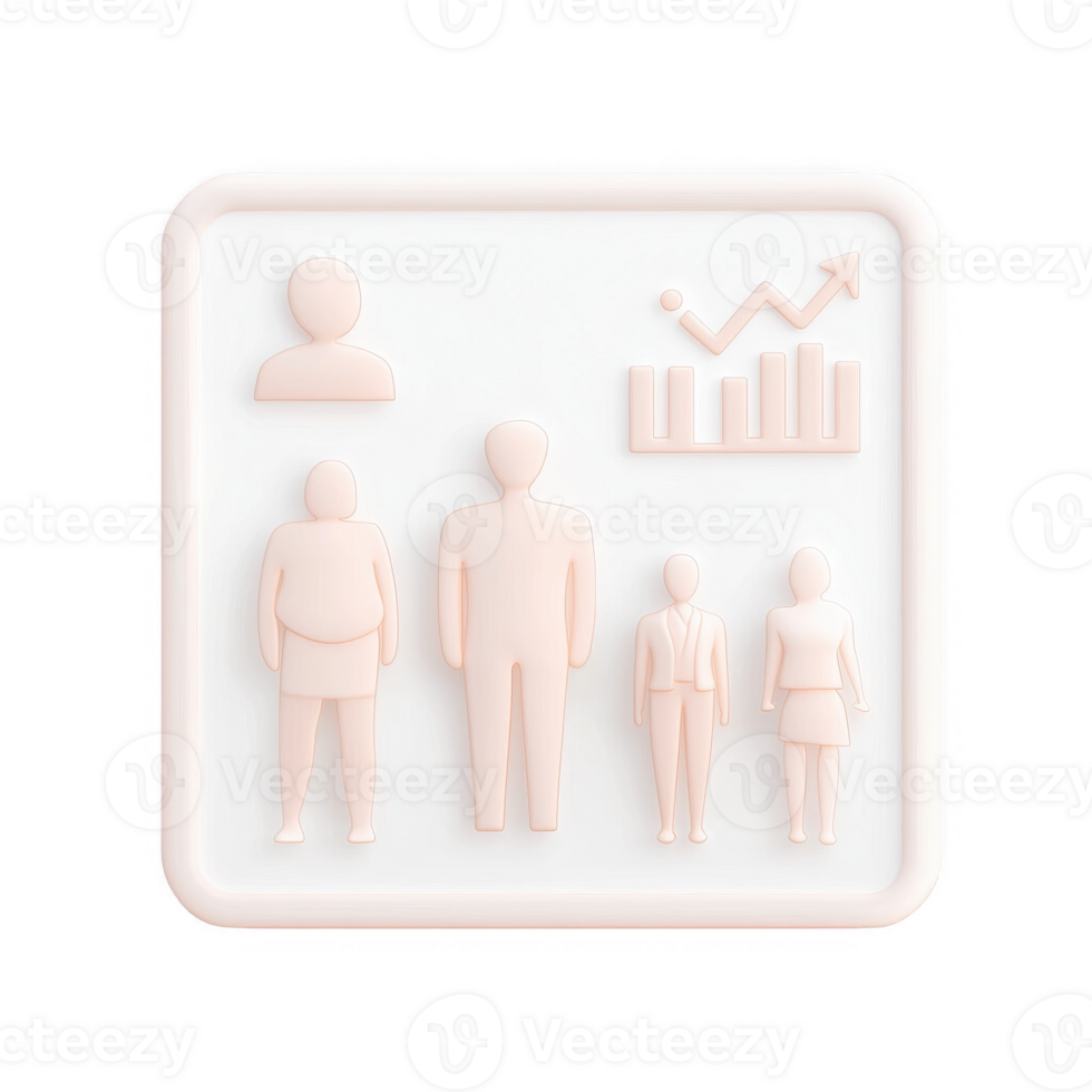 Abstract representation of growth metrics and diverse human figures in a modern design. png