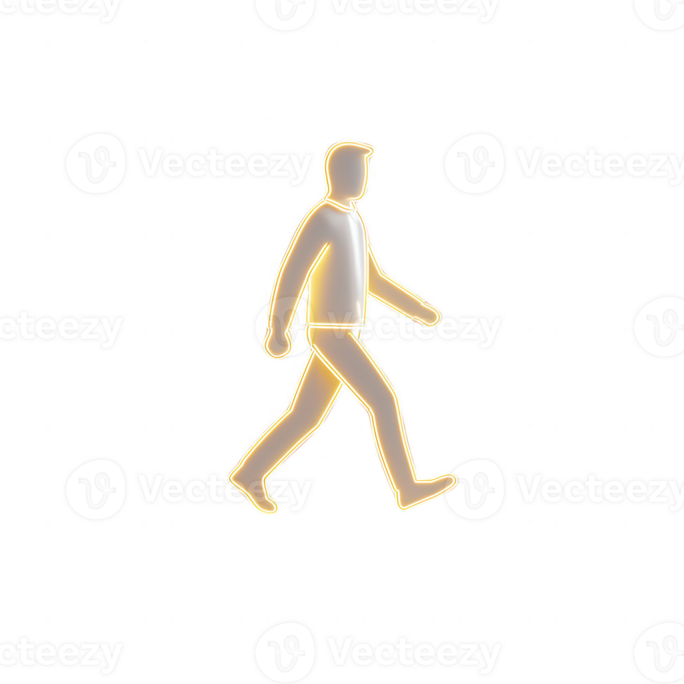 A glowing outline of a person walking, symbolizing movement and activity. png