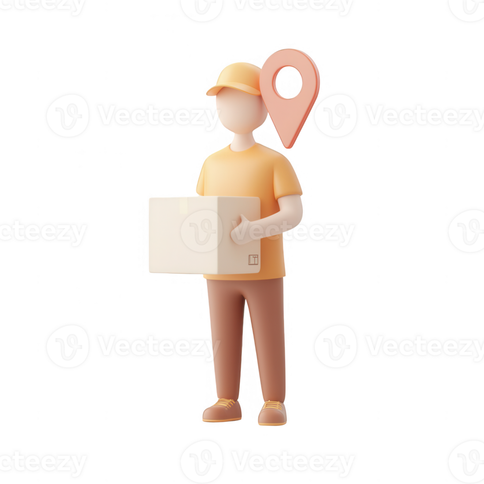 A delivery person holds a box, symbolizing logistics and efficient service. png