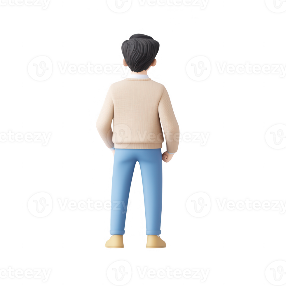 A digital illustration of a young man standing, showcasing a relaxed lifestyle. png