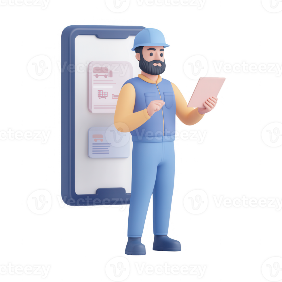A digital worker engaging with technology for efficient operations. png