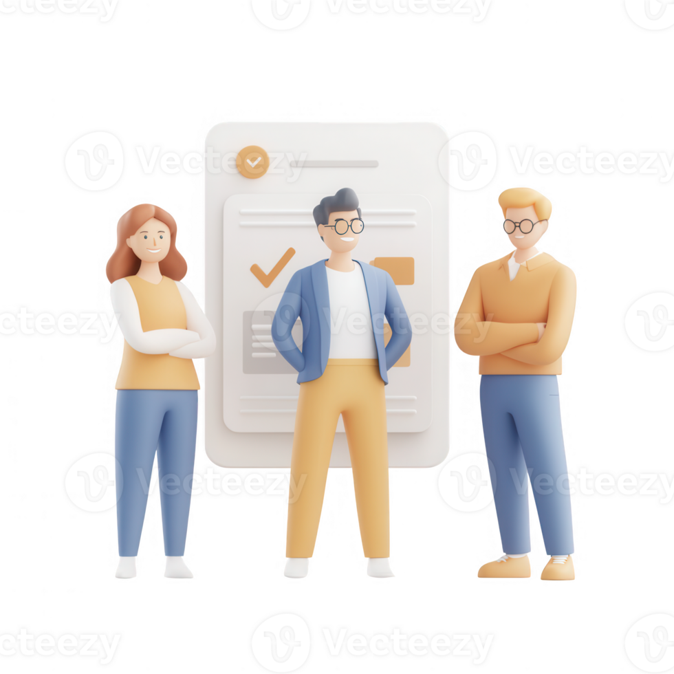 Team collaboration with checklist illustration for productivity and project management. png