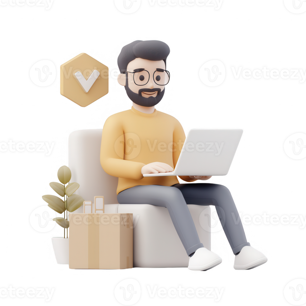 A man working on a laptop, symbolizing remote work and productivity. png