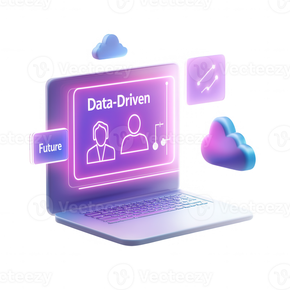 An innovative laptop displaying data-driven concepts and future technology. png