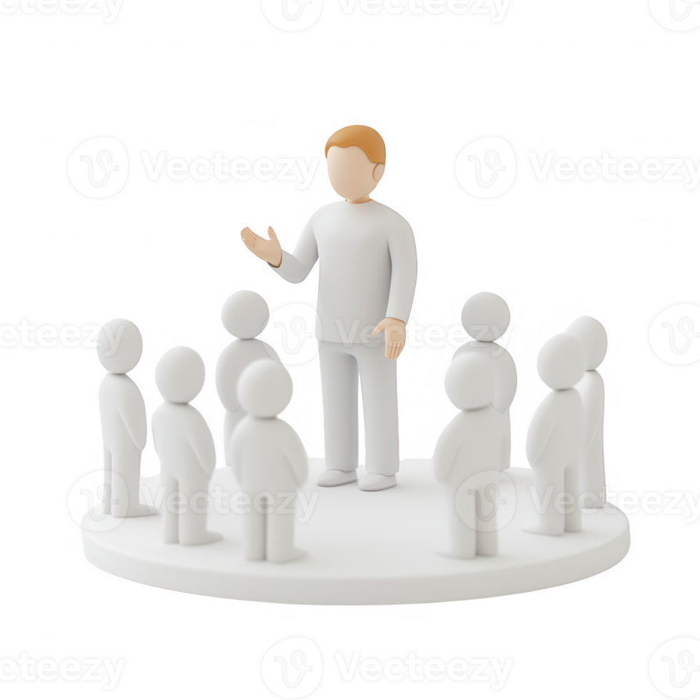 A speaker addresses an audience, conveying information and ideas effectively. png