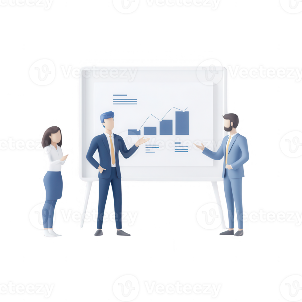 Business team discussing financial growth with a presentation chart. png