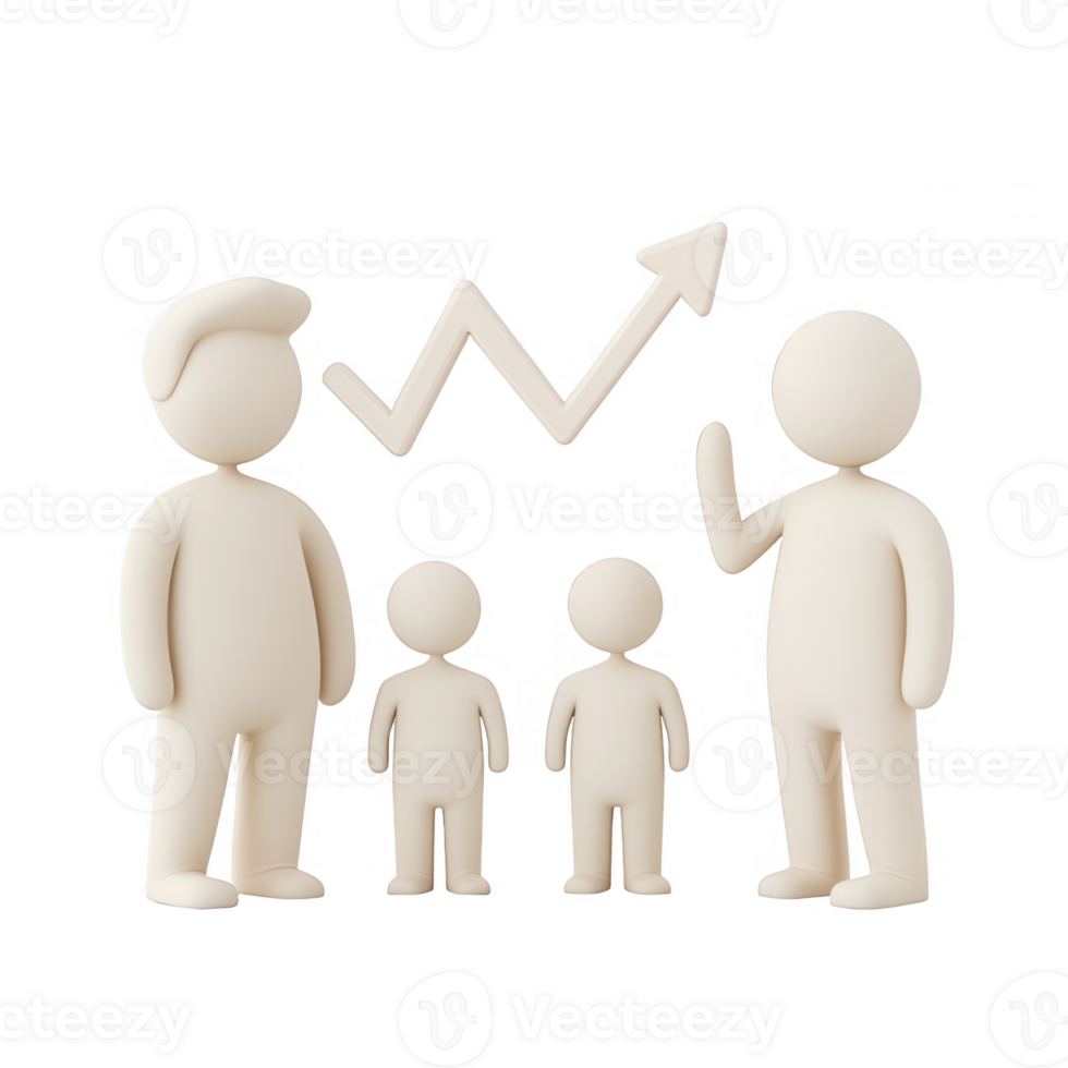 Family discussing growth and future with children, symbolizing success and optimism. png