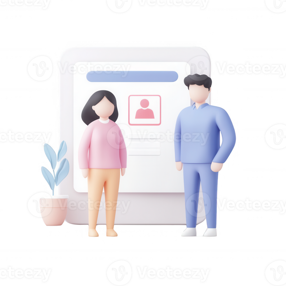 Two characters representing teamwork in a modern digital workspace. png
