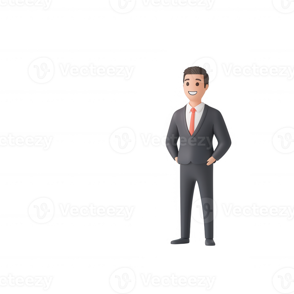 A cheerful businessman in a suit, ready to engage and inspire teamwork. png