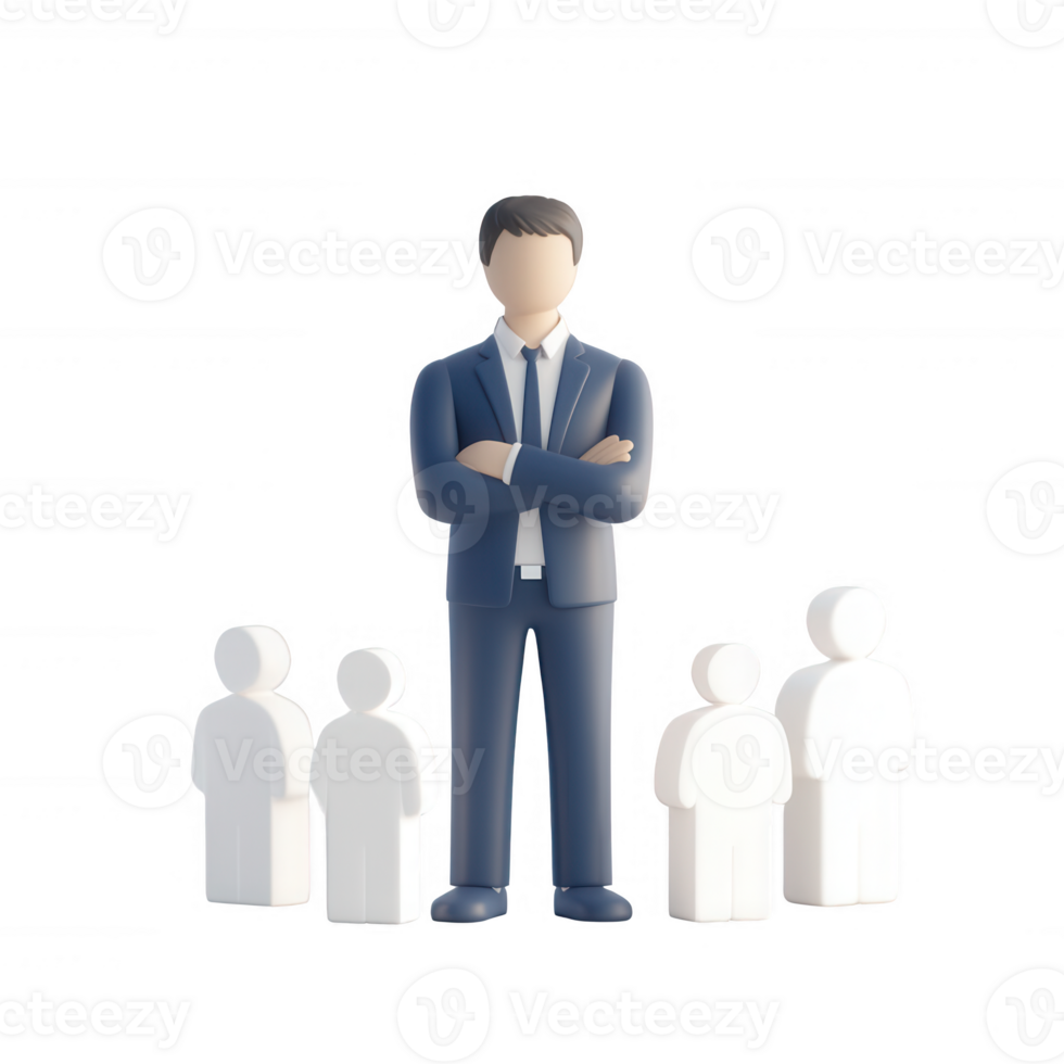 A confident leader standing before a group, symbolizing guidance and teamwork. png