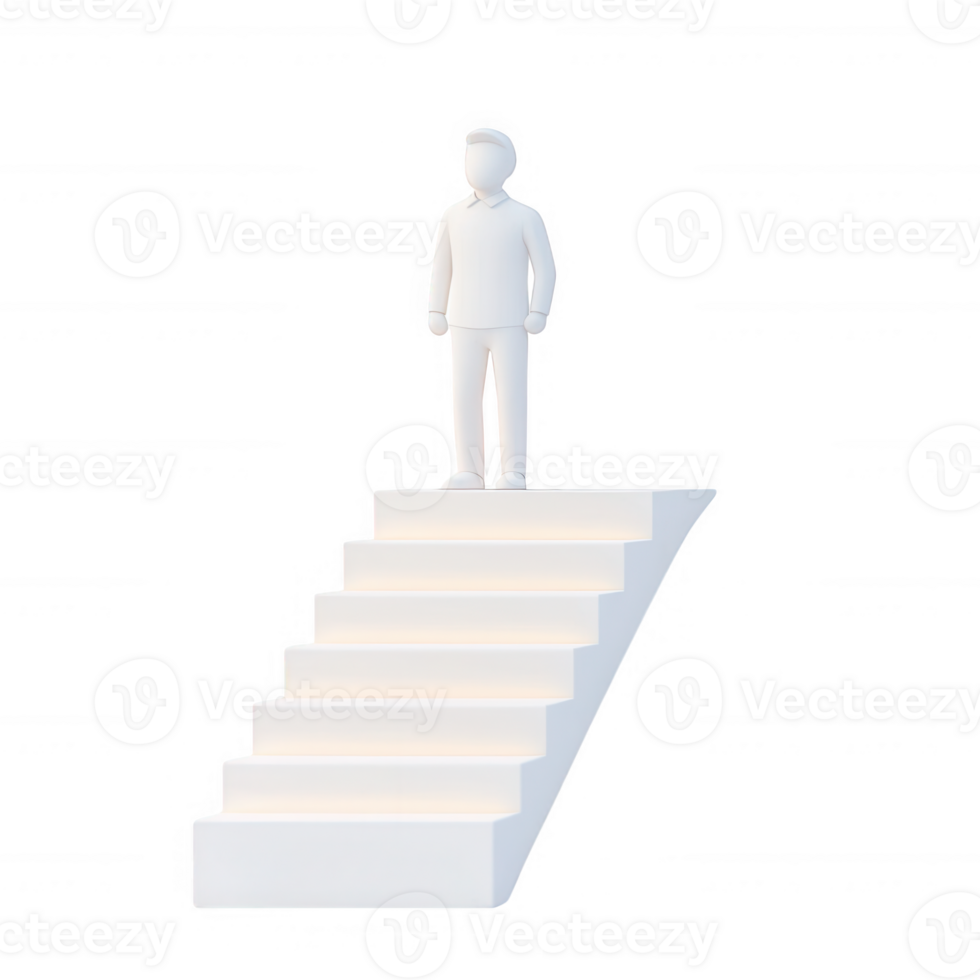 A figure standing on a staircase symbolizing progress and achievement. png