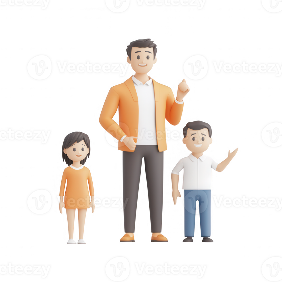 A happy family of three standing together, representing love and unity. png