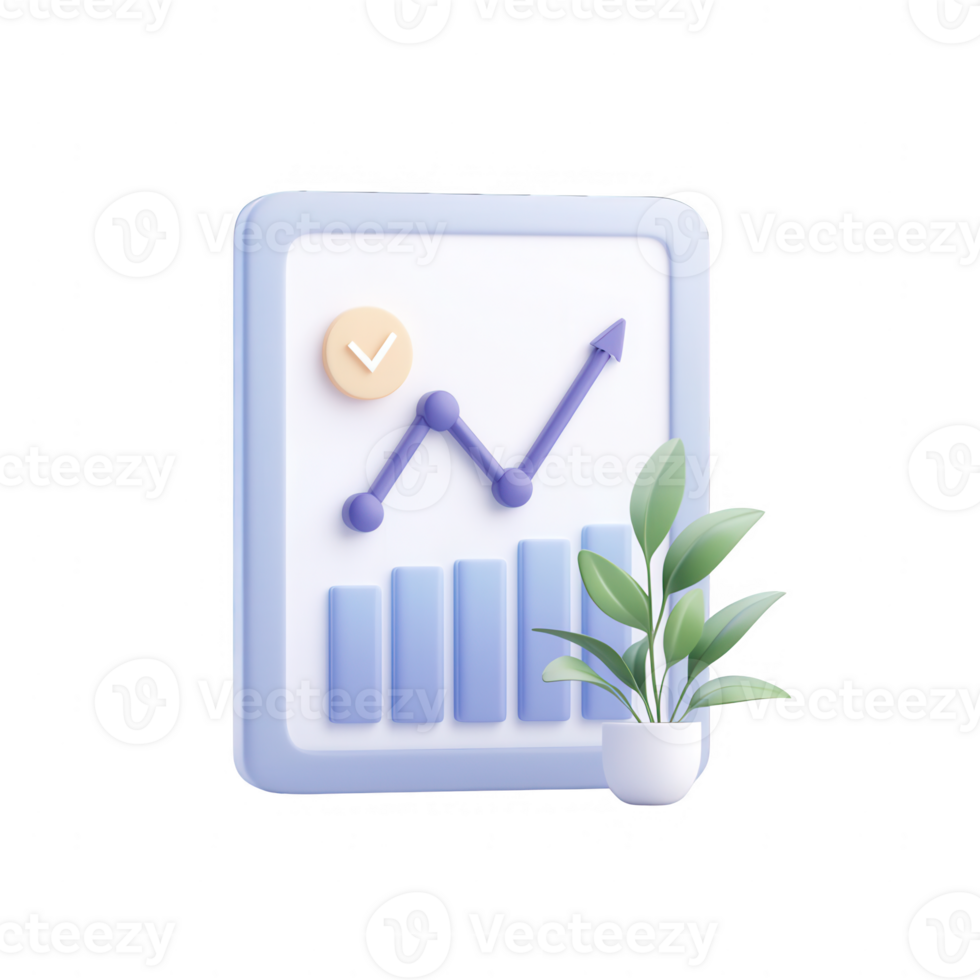 A modern graphic representation of business growth with a plant for a fresh touch. png