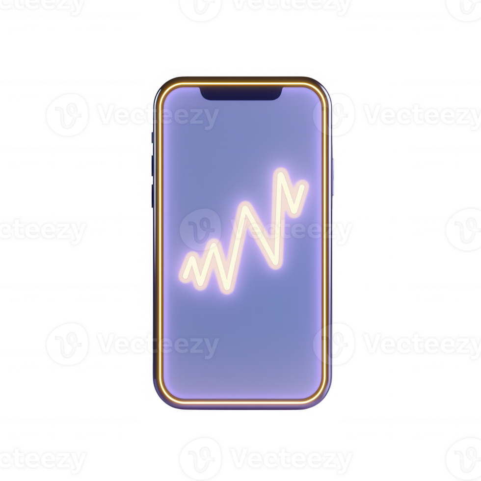 Smartphone with glowing analytics graph, symbolizing data and connectivity. png