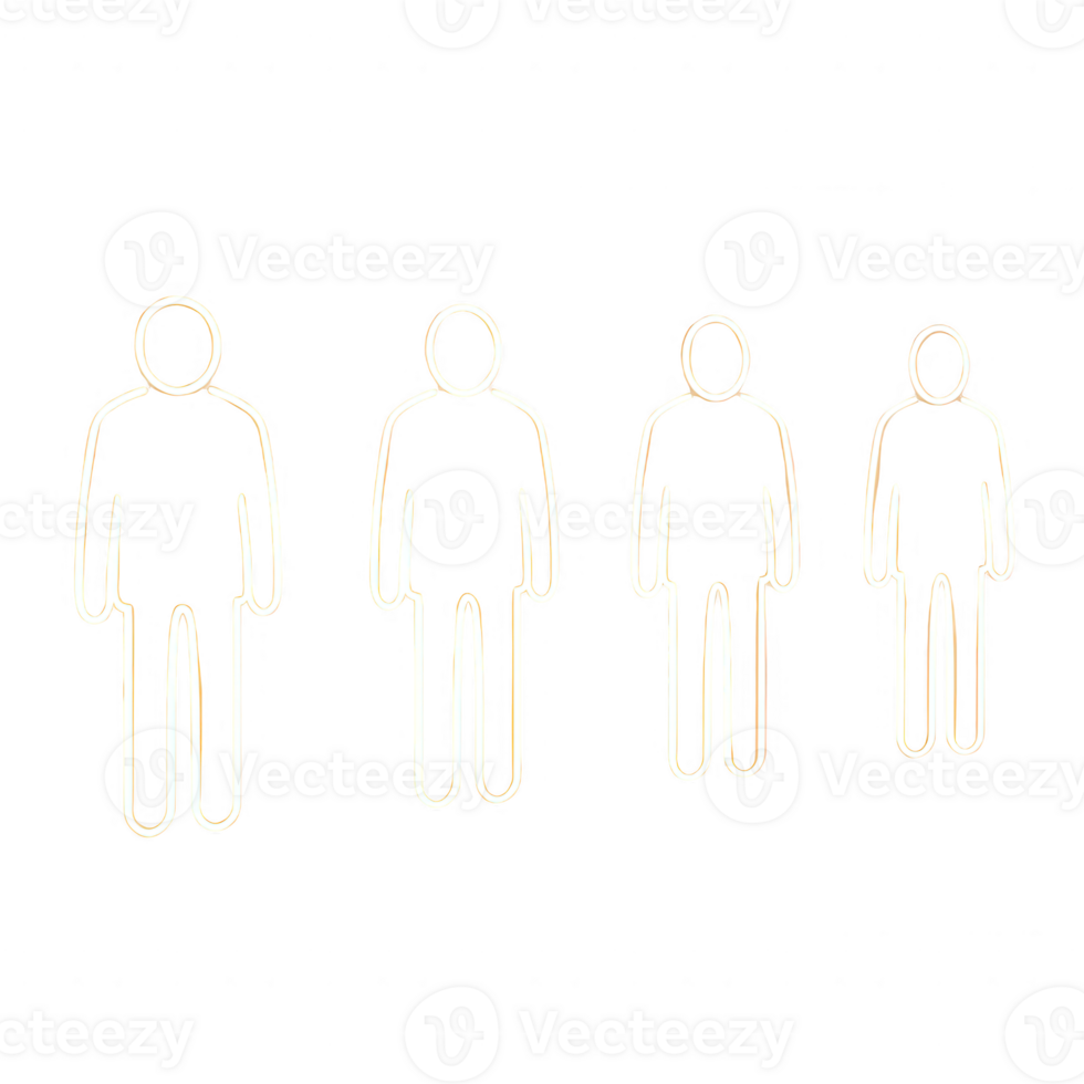 Silhouetted figures representing a range of human heights and sizes. png