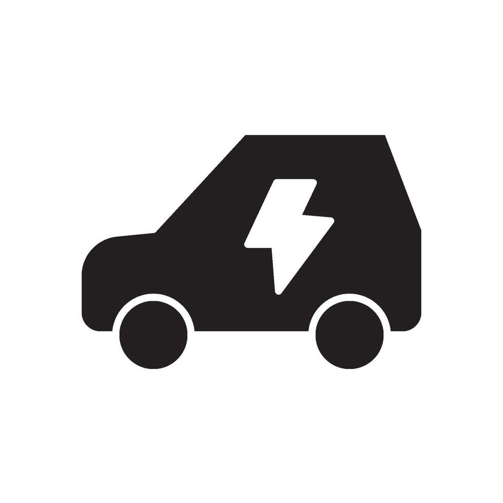 electric car icon solid vector