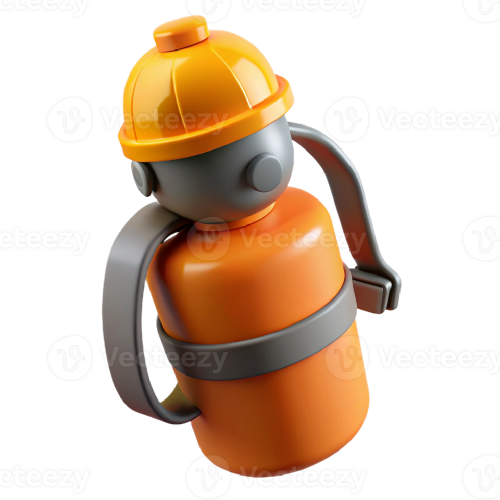 Orange and Gray 3D Render of a Thermos png