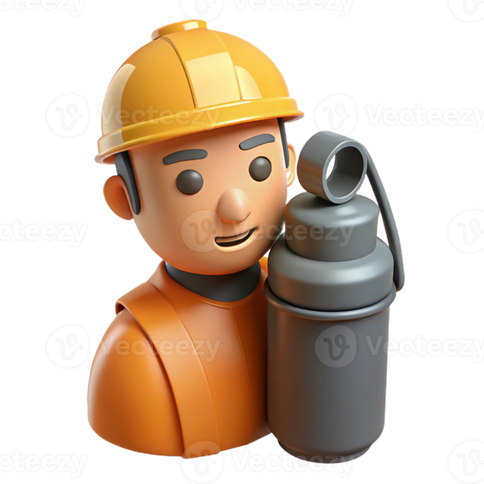 3D Illustration Cartoon Worker with Container png
