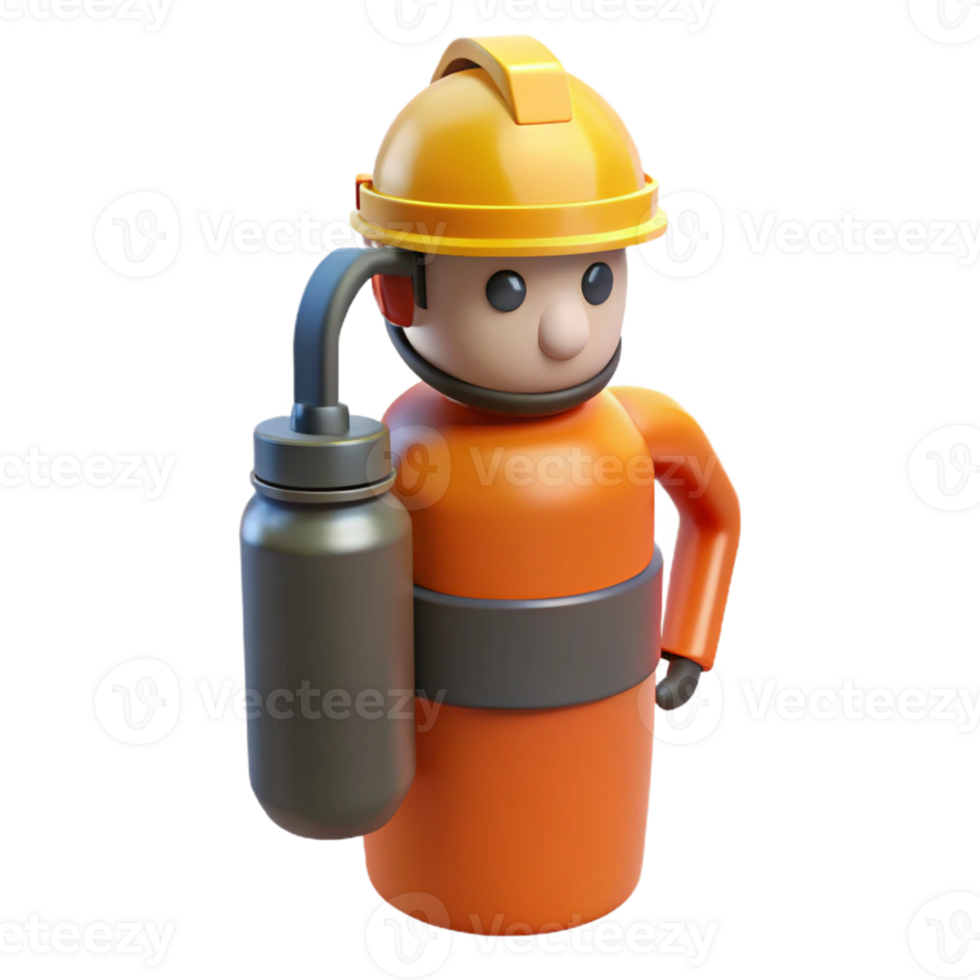 3D Cartoon Worker Illustration png