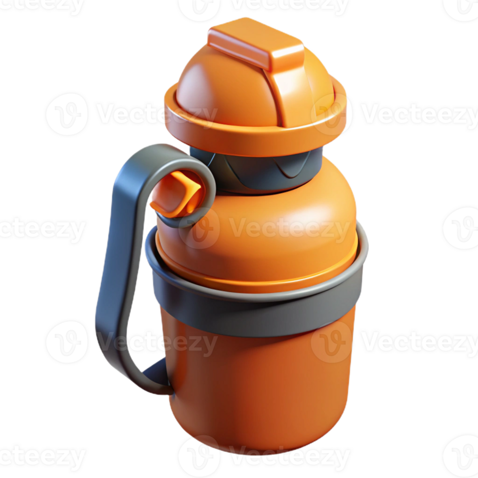 Orange 3D Render of a Water Bottle png
