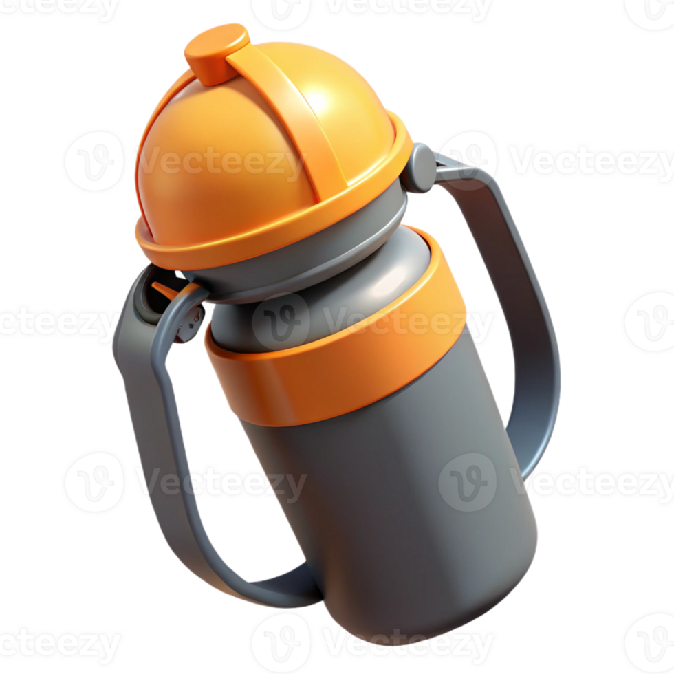 3D Render of a Gray and Orange Sippy Cup png