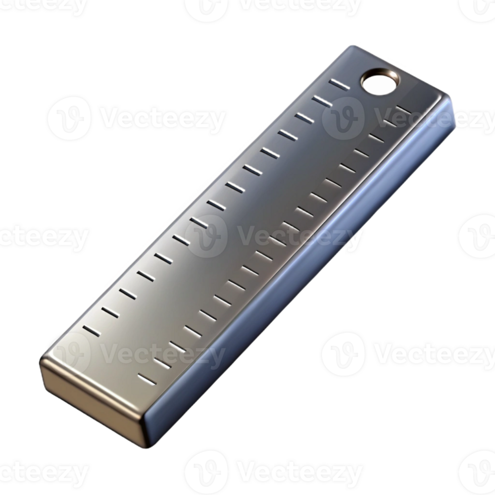 3D Render Metallic Ruler Illustration png