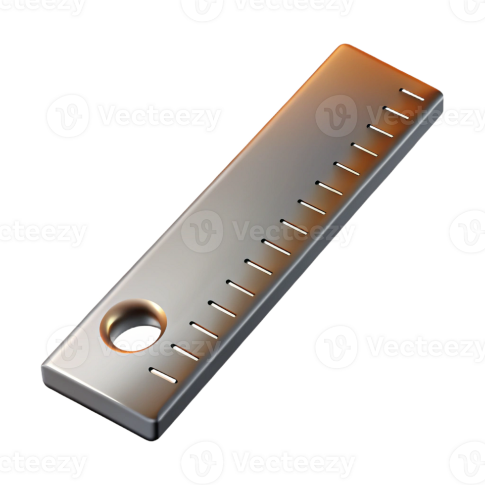 3D Render Metallic Ruler Illustration png