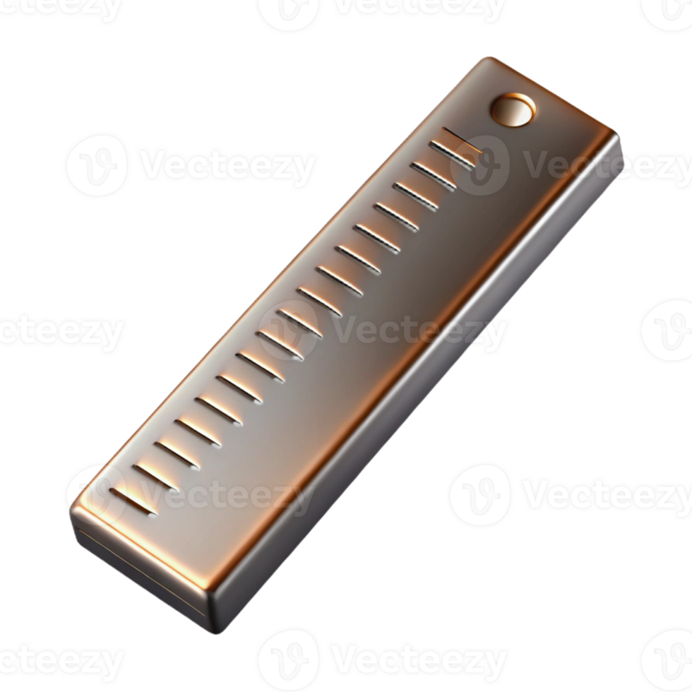 3D Render Metallic Ruler Illustration png