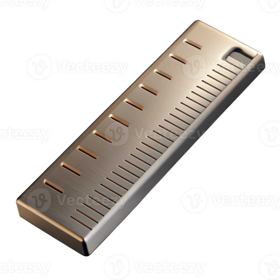 3D Render of a Metallic Ruler png