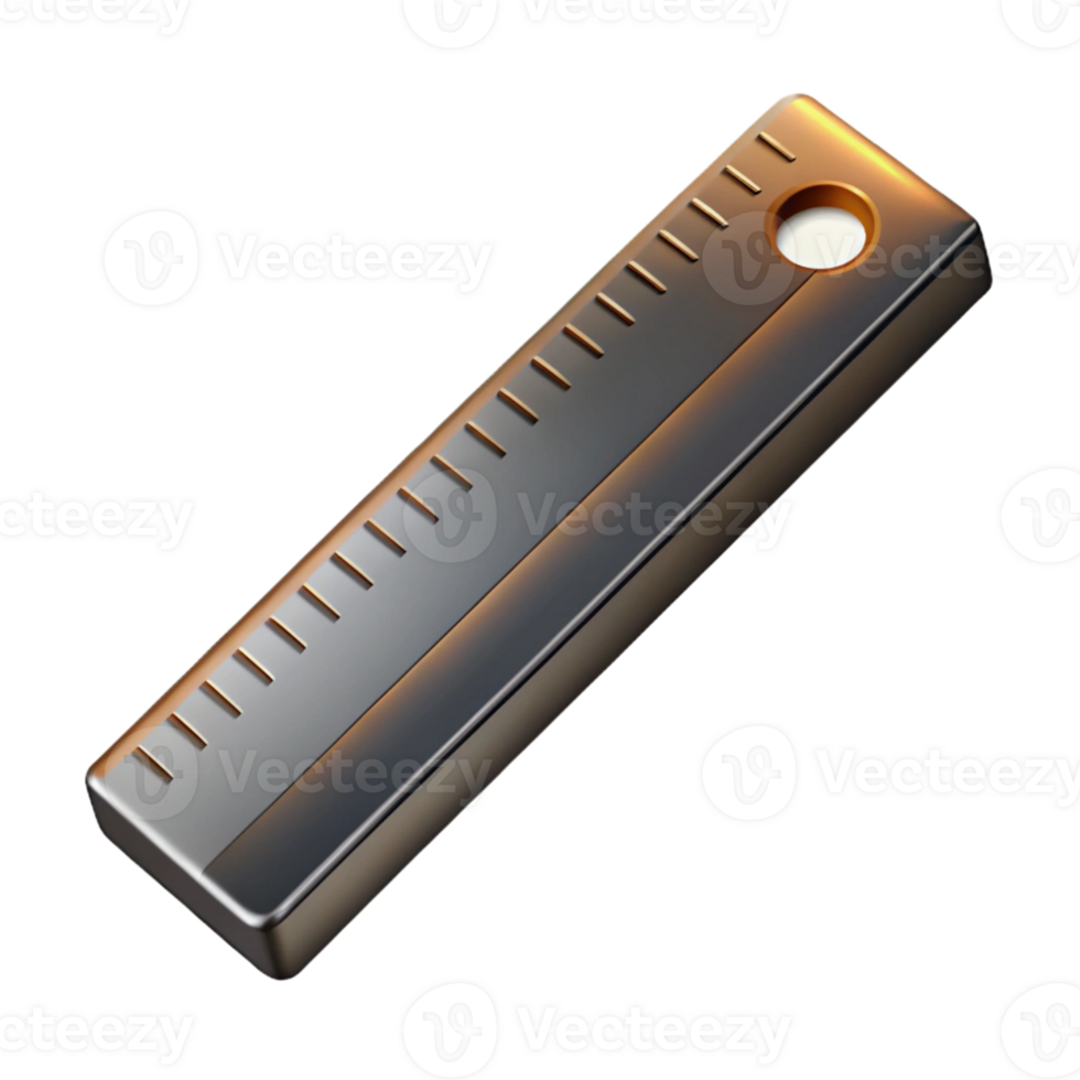 3D Render Metallic Ruler Illustration png
