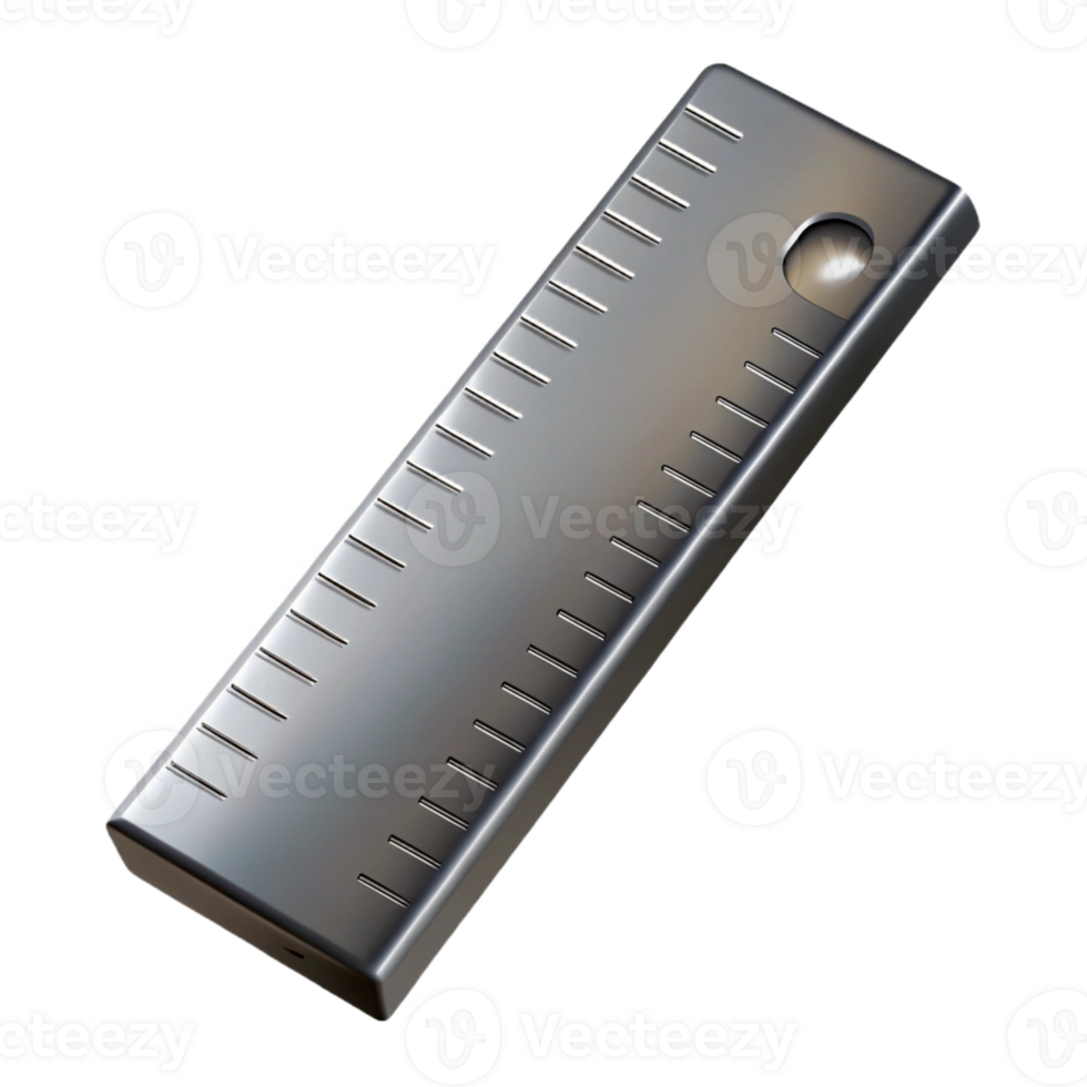 Metallic Ruler 3D Illustration png