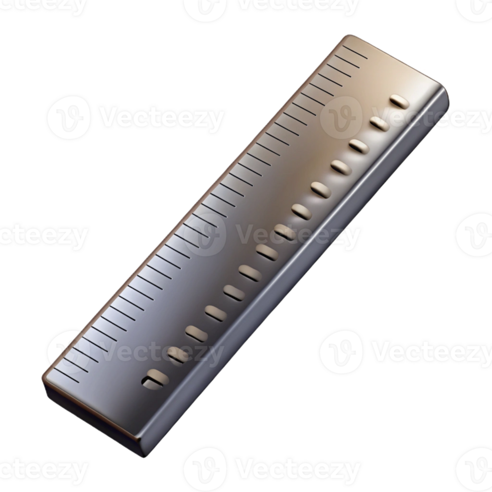 3D Render of a Metallic Ruler png