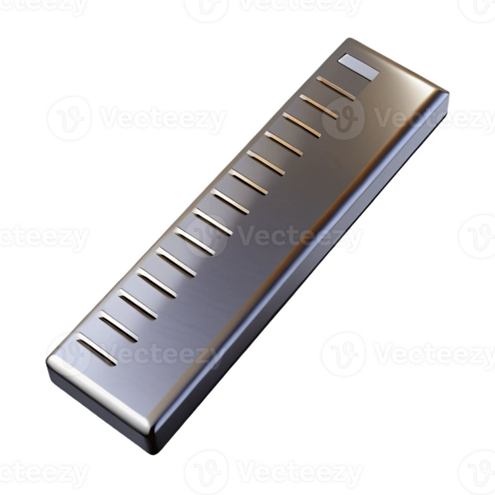 3D Render Metallic Object with Slits png