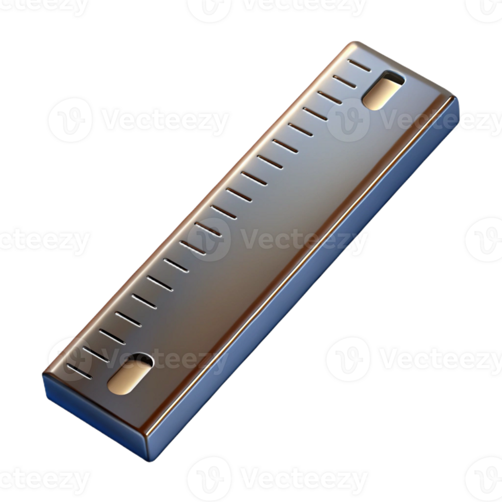 3D Render Metallic Ruler Illustration png