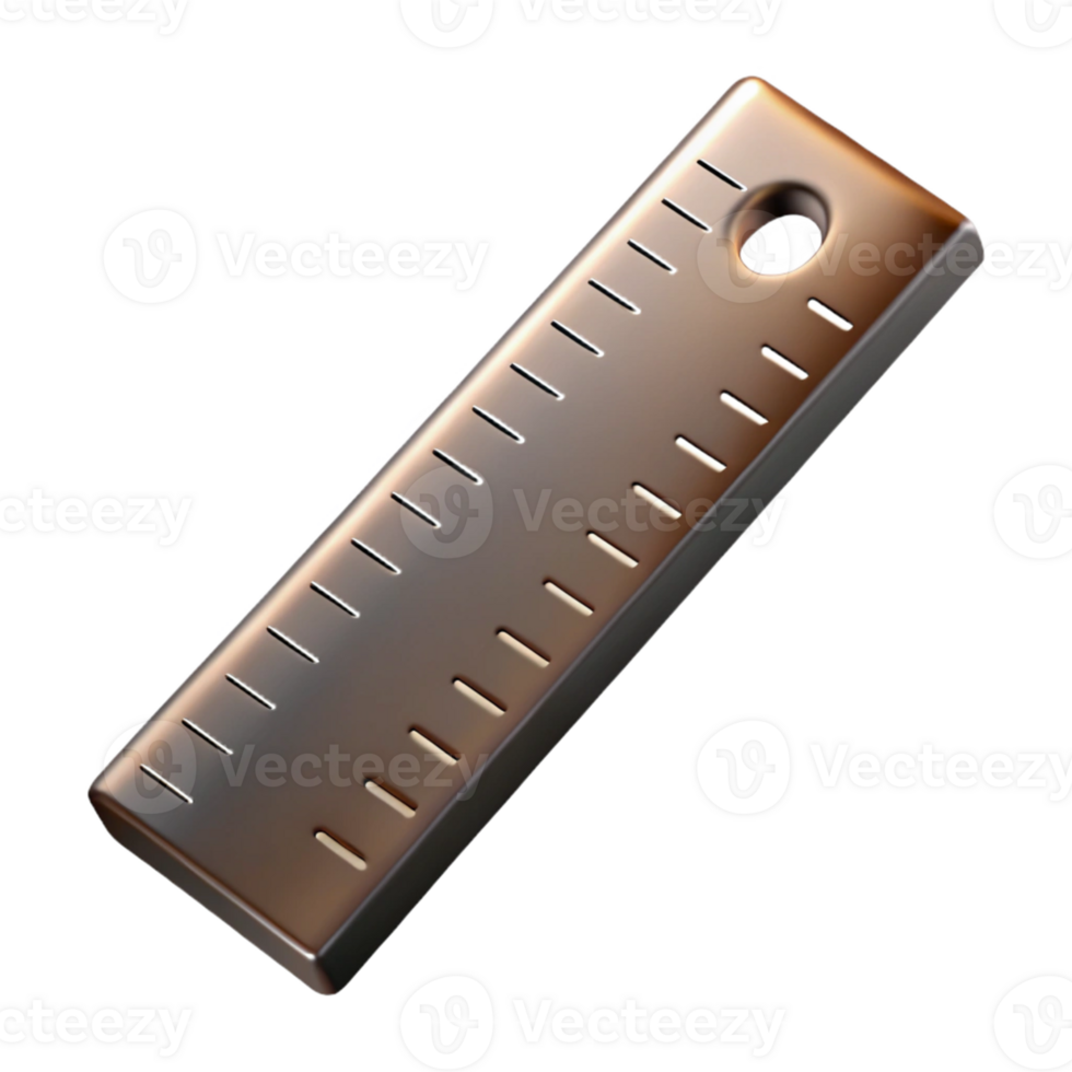 3D Render Metallic Ruler Illustration png