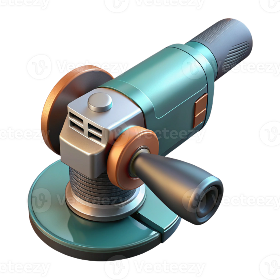 Teal 3D Render of Angle Grinder png