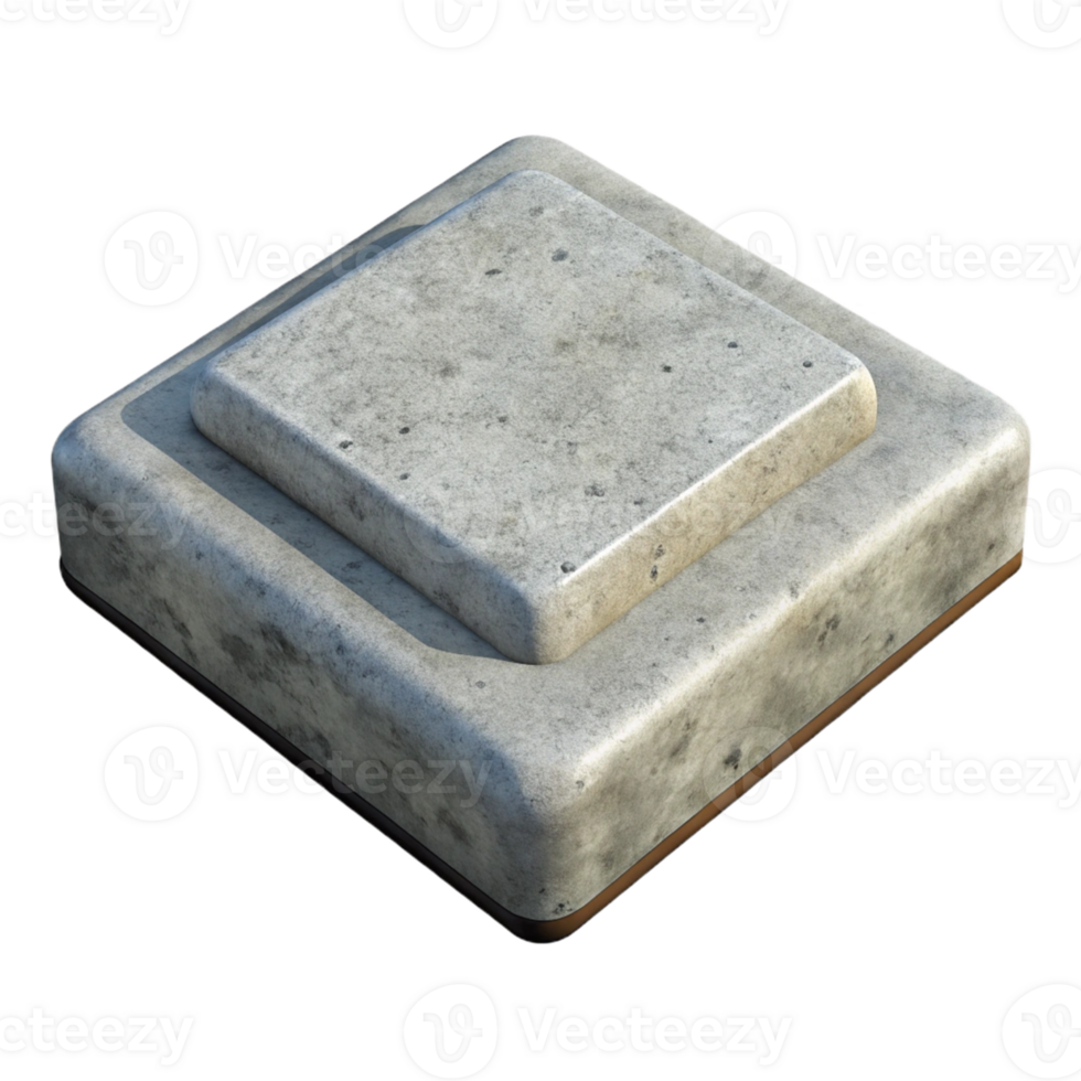 3D Render Square Concrete Pedestal png