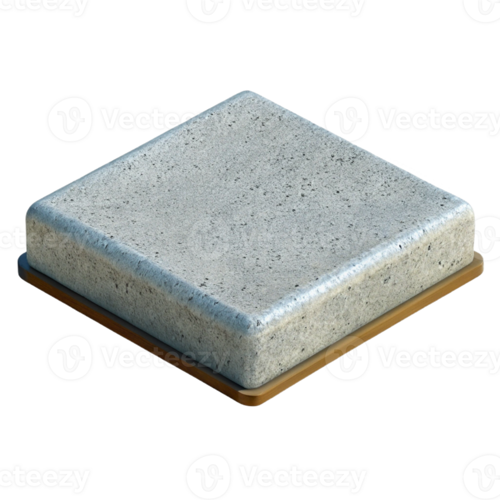 3D Render Grey Concrete Square Block png