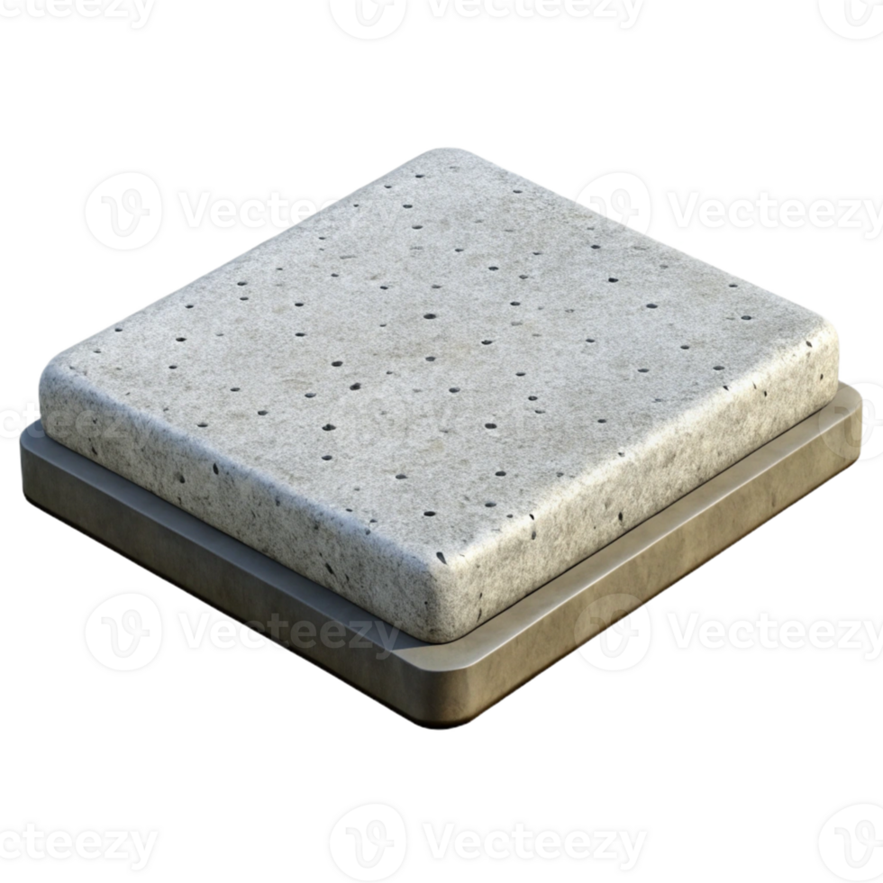 3D Render of Square Concrete Slab png