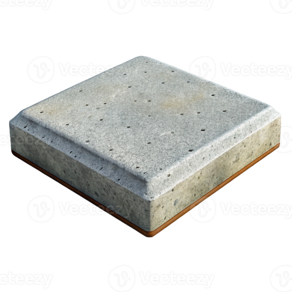 3D Render of Grey Concrete Square Slab png