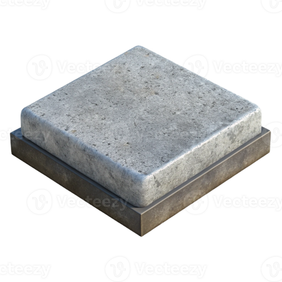 Grey Stone Block 3D Render png