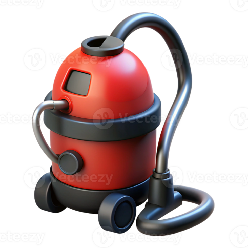 Red Vacuum Cleaner 3D Illustration png