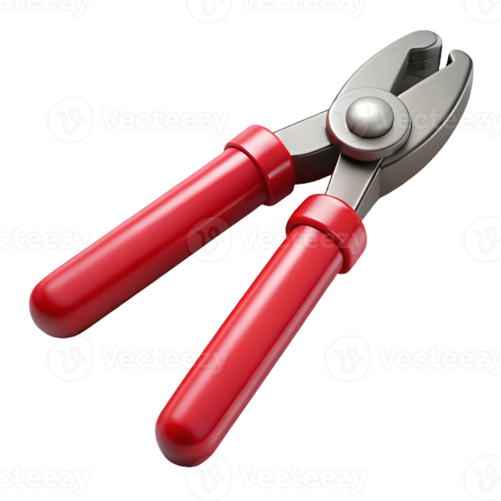 3D Render Red Handled Pliers Tool png