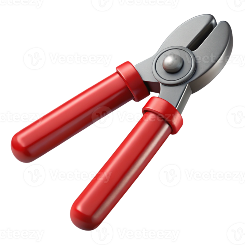 3D Render Red Handled Garden Shears png