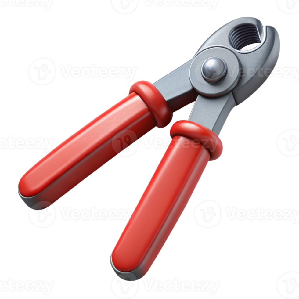 Red and Gray 3D Model of Wire Cutters png