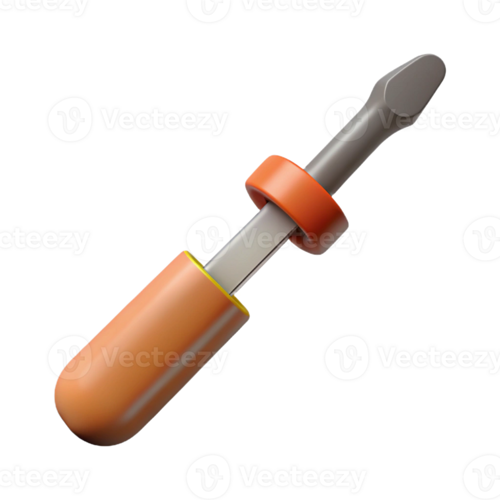 Orange and Gray 3D Screwdriver Illustration png