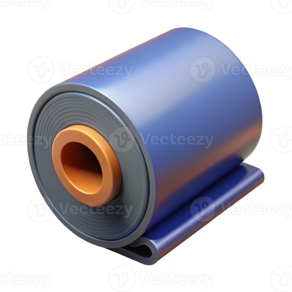 3D Render Rolled Material, Blue and Orange png