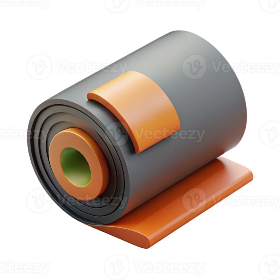 3D Render Orange and Gray Rolled Material png