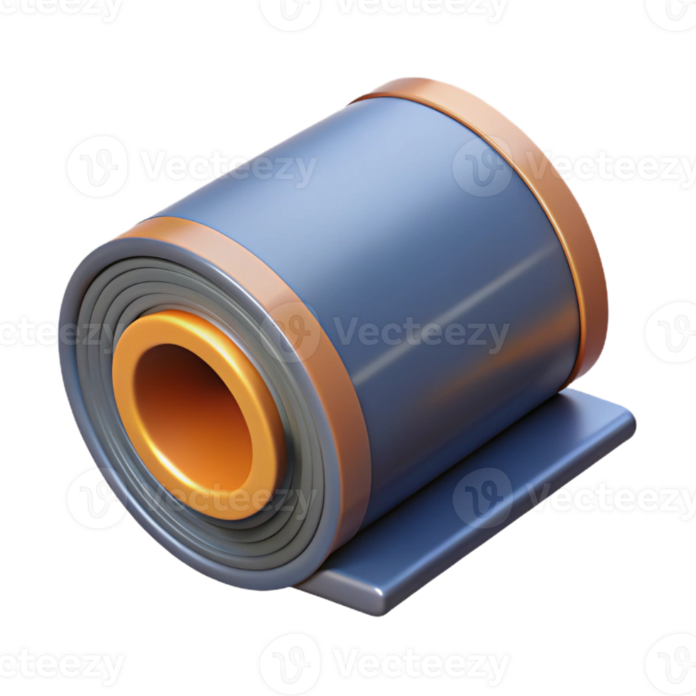 3D Render Rolled Metal Sheet Illustration png