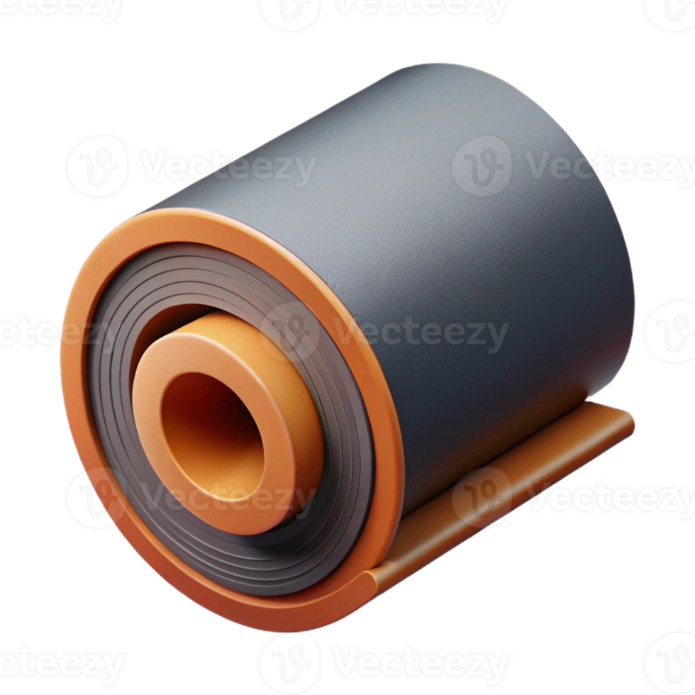 3D Render Orange and Gray Rolled Material png